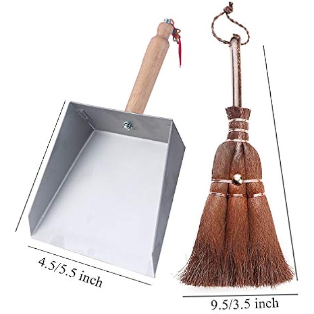 Huibot Metal Dustpan And Brush Set Handmade Natural Bristle Broom Mini