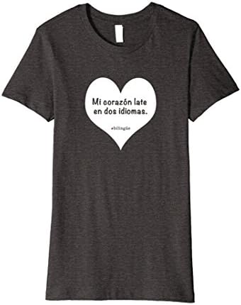 Womens Spanish Bilingual Mi Corazon Late En Dos Idiomas Shirt Medium Dark Heather