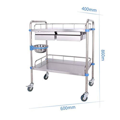 Trolley Medical, Stainless Steel Medical Cart, Assemble Small Surgical Cart, Rescue Vehicle Instrument Change Vehicles, Load 100 Kg