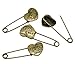 Housweety 10 Bronze Tone Love Heart Safety Pins Brooches 54x19mm