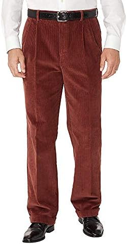 ForeMode Men's Work Straight Pants Soft Plain Front Corduroy Trousers