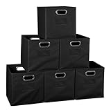 Set of 6 Cubo Foldable Fabric Bins- Black