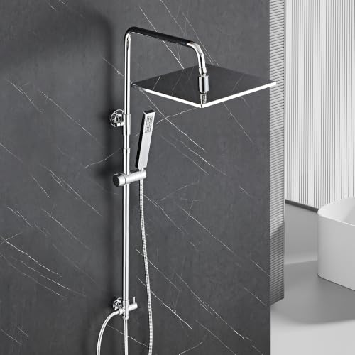 Görbach Edelstahl Duschset ohne Armatur, XXL Kopfbrause 30x30 cm Chrom