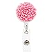 Ascrafter Resin Pink Chrysanthemum Retractable Name Card Badge Holder with Alligator Clip, ID Badge Reel Clip On Card Holders