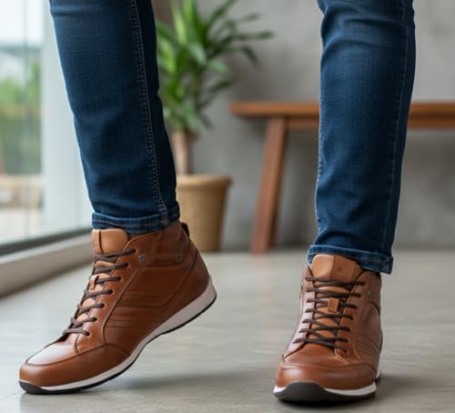 Kit 2 Pares Sapatênis Masculino Couro Legítimo Elegance Cano Alto com Zíper Lateral