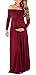 SuperMom Women Over-the-Shoulder Long Sleeves Maternity Dress Wine Red M