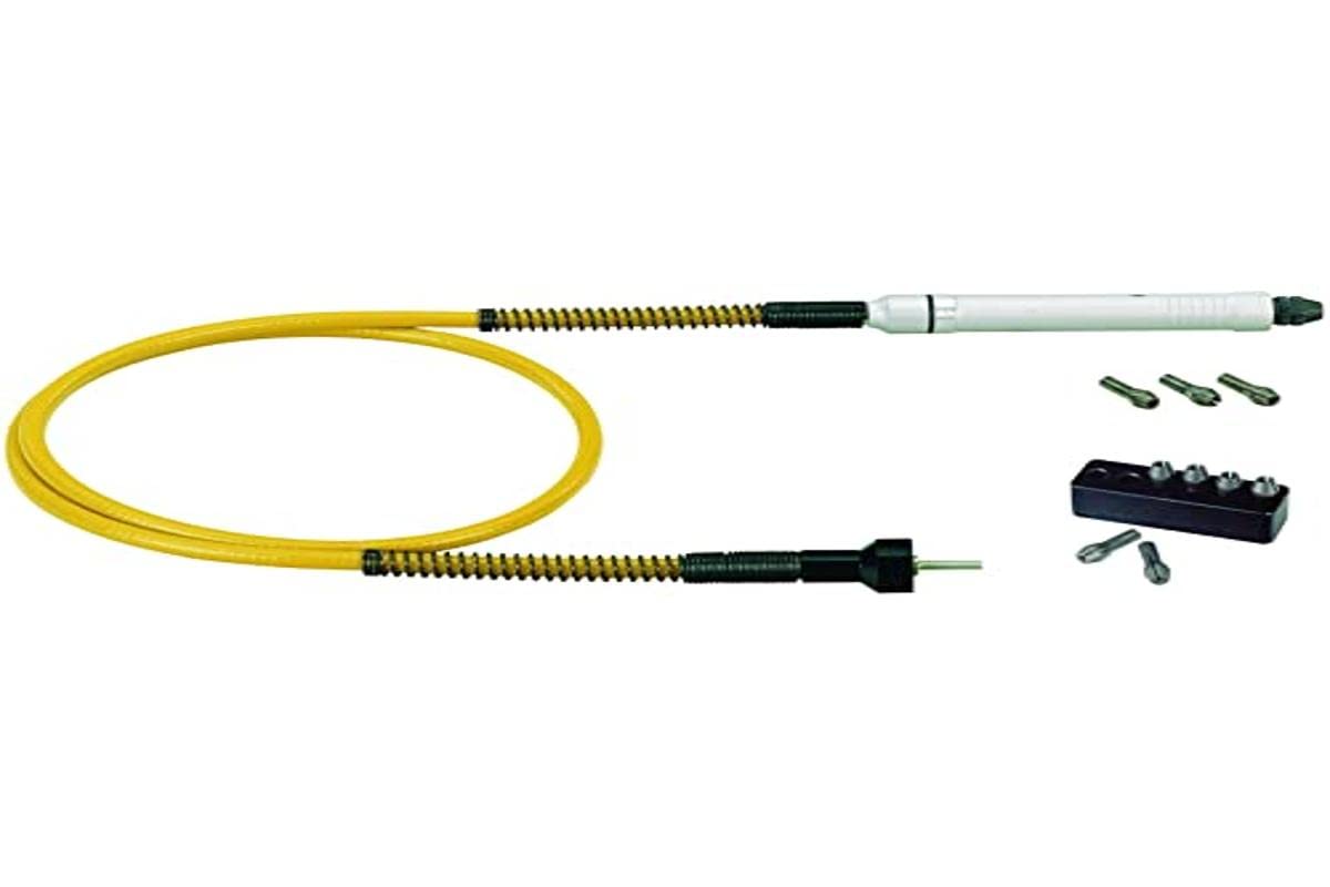 Proxxon 28620 Flexible Drill Shaft/Micromot Flexible Shaft 110/P + Steel Collet 1.0, 1.5, 2.0, 2.4, 3.0 & 3.2 mm, Highly Flexible, 25,000/min, 100 cm Long