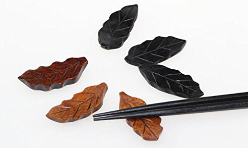 Islandoffer Handcrafted Wooden Chopstick Rest Spoon Fork Knife Holder leaf Designed, Set of 6 - Thumbnail 4