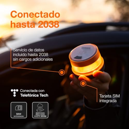LEDguardian Road Flare Signal V16 IoT, luz de Advertencia LED certificada DGT 3.0, Uso obligatorio en España, 1900K, localización en Tiempo Real