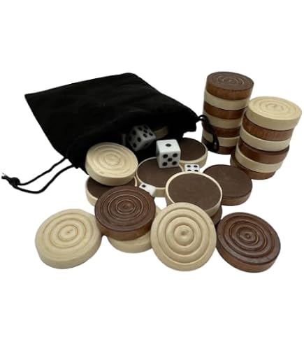 Skylety – Lot 72 Damiers Bois – 2,7 Cm – 2 Couleurs – Pochette Rangement – Backgammon/Dames