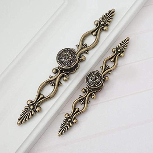 MOODSCUS 3" 3.75" Antique Bronze Sun Flower Cabinet Handle Vintage Furniture Drop Bail 76 96mm,6.3"holecentersbackplate