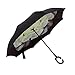 Ylovetoys Double Layer Inverted Umbrella with C-Shaped Handle, Windproof Car Open Folding Reverse Umbrella UV Protection Large Upside Down Straight Umbrella for Car Rain Outdoor (White Flower)