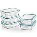KERUITA [5-Pack,36 OZ Glass Bowl Meal Prep Containers - Glass Storage Containers with lids - Glass Lunch Bowl Airtight Leakproof Bento Box (1 Compartment)
