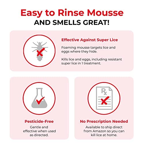 Vamousse Lice Treatment Mousse (6 fl oz), Pesticidefree, Clinically