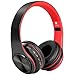 Bluetooth Headphones,Teetox Over Ear Hi-Fi Stereo Wireless/Wired Headset,Foldable,CVC 6.0 Noise Cancelling Mic,Compatible with Smartphones, Tablets, PC,iPods, iPhones, iPads, Laptops (Black&Red)