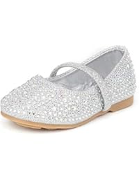 DREAM PAIRS MUY-Shine-INF Mary Jane Girls Rhinestone Studded Slip On Ballet Flats Toddler New Silver Size 10