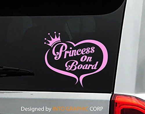 Princess On Board Decal Vinyl Sticker|Cars Trucks Vans Walls Laptop|PINK|5.5 in|CCI371
