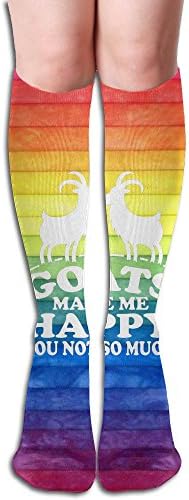 GYANG Thigh High Socks Goats Make Me Happy Women's Over The Knee High Leg Wamers Girls Winter Warm Crochet Stockings