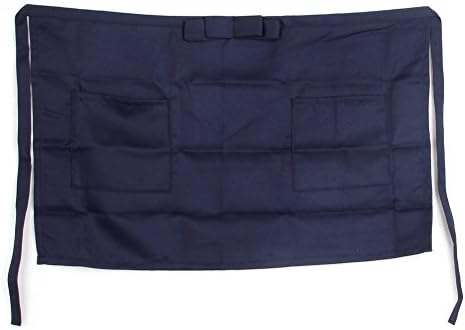 LinkinStar Cotton 2 Pockets Waist Apron 15.35-inch Long Cooking Restaurant Bistro Craft Garden Half Aprons Kitchen Aprons for Men, Women, Baker, Waitress, Waiter, Craftsmen, Multi-color (Deep blue)