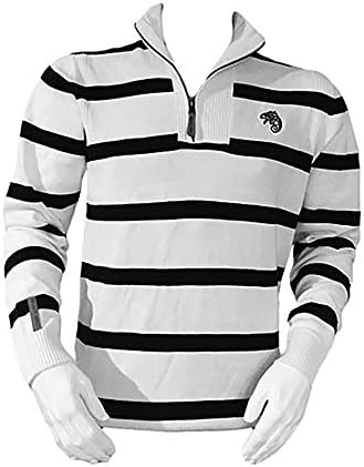 URBAN ATTITUDE Mens 1/2 Zip Sweater Medium White/Black