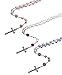 Jstyle 3Pcs Imitation Pearls Rosary Necklace Women Girls First Communion Gifts Catholic Crucifix Pendant Necklace Holy Rosary Beads