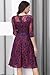 Miusol Womens Vintage Floral Lace 2/3 Sleeve Cocktail Evening Party Dress, Dark Red and Purple, Small