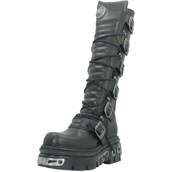 Amazon.com | New Rock Boots 1535-S1 Mens Metallic Black