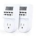 Techbee 7-Day Programmable Digital Countdown Timer Switch with 3-Prong Plug and Outlet, Set of 2