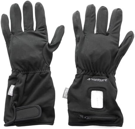 Venture Heated Clothing Glove Liners is made out of a wind and water resistant poly/spandex. These gloves are infused with heating elements that run the length of the fingers, taking the chill off immediately.
