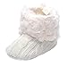 Annnowl Baby Girls Knit Soft Fur Winter Warm Snow Boots Crib Shoes (0-6 Months, White)