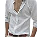 Zbrandy Men's Cotton Linen Blend Shirts Ultra Light Colorful Shirts Colour White Size XL