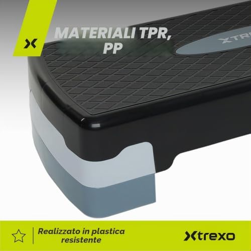 Aerobic Step 68 x 28 cm per Esercizi Cardio e Allenamento Fitness Altezza Regolabile 15-20 cm Resistente in Polipropilene e TPR Step da Aerobica di Alta Qualità Grigio