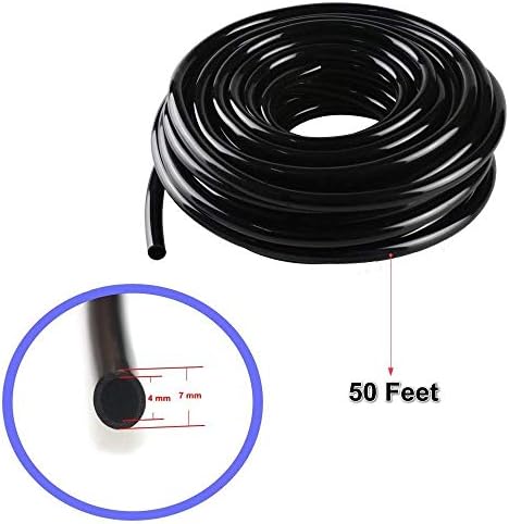 Unop 50 Ft Irrigation Tubing, 1/4 Inch Drip Irrigation Tubing Hose (50 Feet Roll & Black)