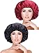 2 Pieces Large Satin Cap Double Layer Bonnet Night Sleeping Hat for Women, 2 Colors (Color Set 1)