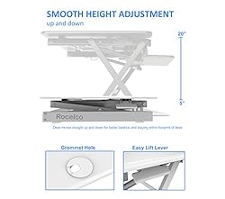 Rocelco 40" Large Height Adjustable Standing Desk