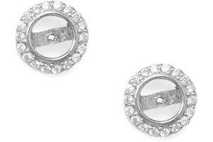 AZUREBELLA JEWELRY Cubic Zirconia Post Stud Halo Earring Jacket Rhodium on Sterling Silver - Nontarnish