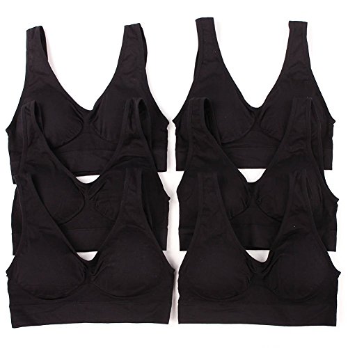 Sofra women s 6 pack of seamless padded sports bras-all…