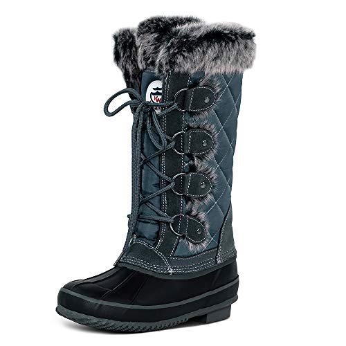 HZSTAY-Womens-Cow-Suede-Leather-Boots-Lace-Up-Winter-Outdoor-Snow-Duck-BootsWarm-Waterproof-Mid-Calf-Duck-Boots-for-Women