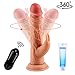 Vibrating Dildo with 3 Powerful Motors Bunny Ears for G Spot Clitoral Stimulation, Paloqueth Realistic 360°Rotation Rabbit Vibrator 3 Speeds 7 Vibration Modes for Women, Rechargeable