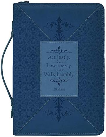 Act Justly Love Mercy Walk Wrap Patch Blue X-Large Faux Leather Bible Cover