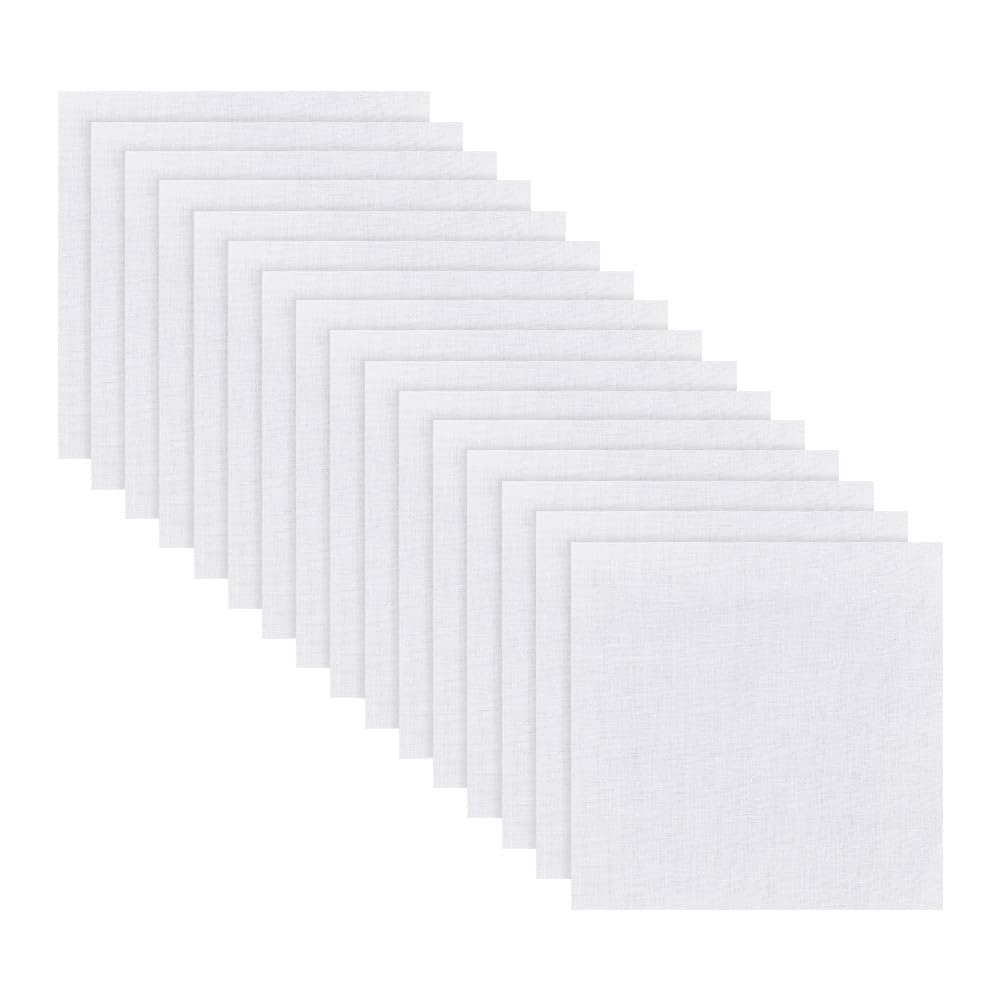 NBEADS 50 Pcs White Cotton Fabric, Precut Square Embroidery Fabric 15.2x15.1cm for Cross Stitch Quilting Tie-dye Hand Painting Sewing