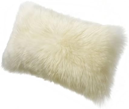 Long Wool Sheepskin Pillows 16x24 Kidney Ivory
