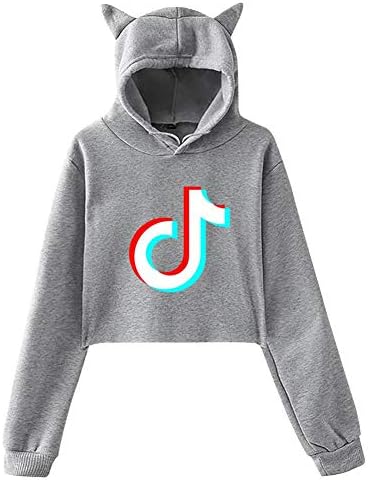 Tnilsk Womens Lovely Cat Hoodies TIK-Tok Music Video Logo Fashion Printed Comfortable Sweatshirt