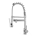 Kitchen Faucet-Solid Brass Brushed Nickel Kitchen Faucet Single Hole Deck Mount Stainless Steel Kitchen Sink Faucet with Swivel Pull Out Sprayer and High Pressure Spout (Brushed Nickel)