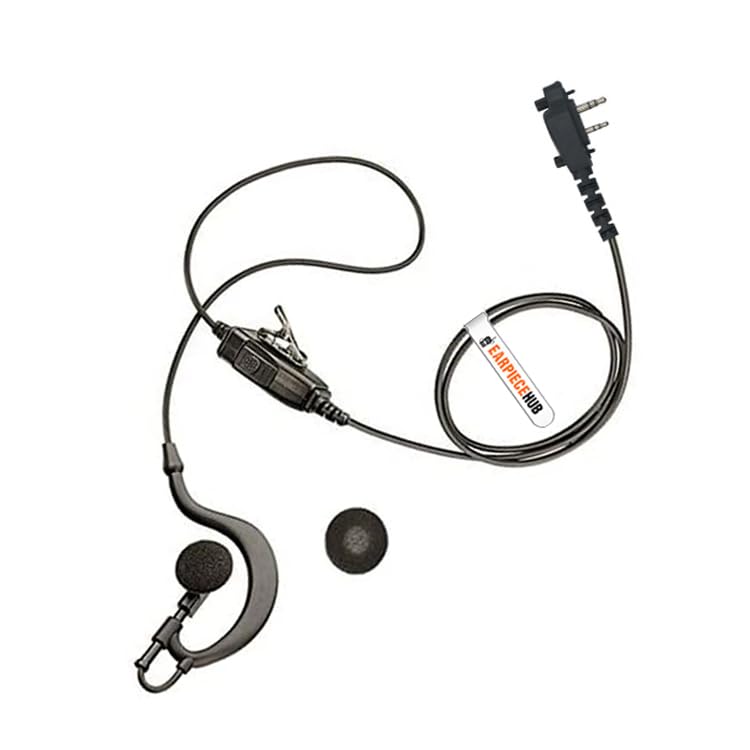 G Shape Earpiece Ear-Hook Ear Hanger Compatible with ICOM Radio (2 Pin Screw-In) F15, F21, F22, F25, F34GS, F34GT, F41, F44GS, F44GT, F4029, F4002 F series etc with HQ PTT Microphone