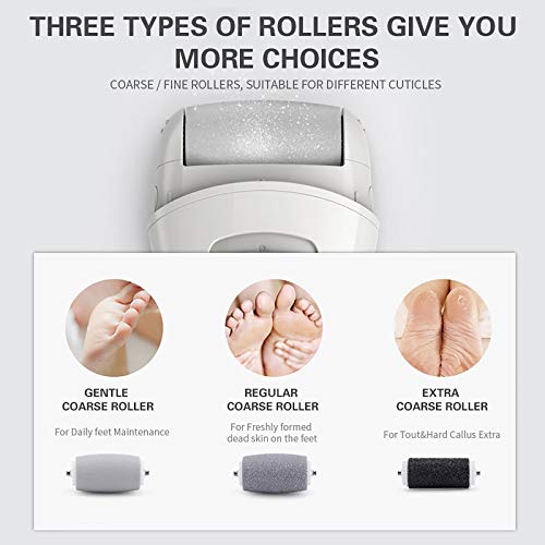 With a curved design, the velvet smooth replacement rollers safely and effectively remove the toughest hard skin from your feet without causing any discomfort. You can easily install these rollers with just one click, and it is recommended to replace them when they become less effective. You can have complete peace of mind, as you are protected by the 100 Hassle-free satisfaction and 60 Day Money Back Guarantee. For any questions or assistance, please do not hesitate to contact us.