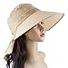 Beautyer Womens Sun Hat Summer Flap Cover Cap Cotton Anti-UV UPF 50+ Sun Shade Hat With Bow Wide Brim Adjustable Hat
