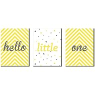 Hello Little One - Yellow and Gray - Baby Girl or Boy Nursery Wall Art and Kids Room Decor - 7.5â€ x 10â€ - Set of 3 Prints