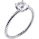 Sterling Silver 925 Rhodium Plated Solitaire Cable Twist New Ring Sizes 5-9