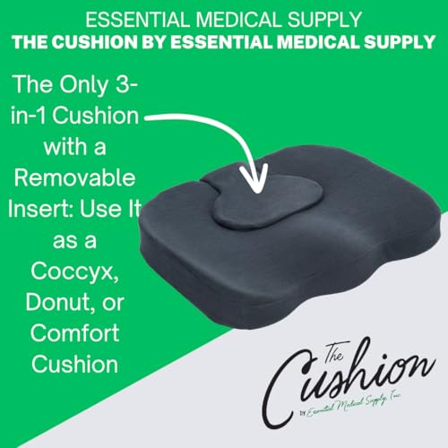 Essential Medical Supply The Cushion by Essential Medical Supply - The Only 3-in-1 Contour Molded Comfort Support, Coccyx Tailbone and Donut Cushion for Wheelchairs, The Car, The Office and More